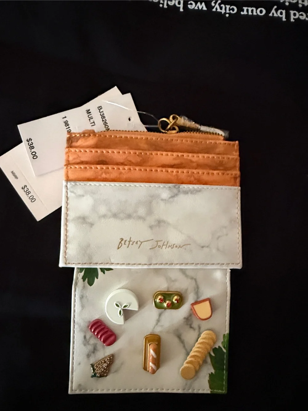 Embellished White and Orange Women's Wallet with Gold Accents